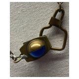 Vintage Style Brass Necklace with Blue Accent