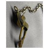 Vintage Style Brass Necklace with Blue Accent