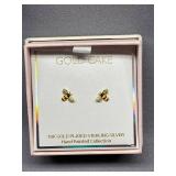 Gold Cake Bee Earrings 18K Gold Plate Sterling Silver 925