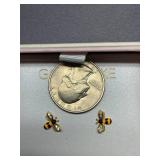 Gold Cake Bee Earrings 18K Gold Plate Sterling Silver 925