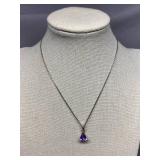 Sterling Silver 925 Necklace with Purple Gemstone