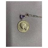 Sterling Silver 925 Necklace with Purple Gemstone