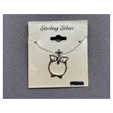 Sterling Silver 925 Owl Necklace