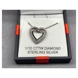 1/10 CTTW Diamond Heart Sterling Silver 925 Pendant