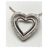 1/10 CTTW Diamond Heart Sterling Silver 925 Pendant