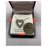 1/10 CTTW Diamond Heart Sterling Silver 925 Pendant