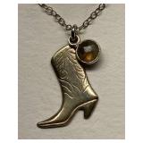 Hide & Stone Sterling Silver 925 Boot Charm Necklace
