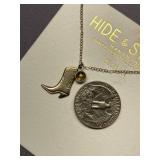 Hide & Stone Sterling Silver 925 Boot Charm Necklace
