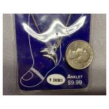 Sterling Silver 925 Dolphin Anklet 9"