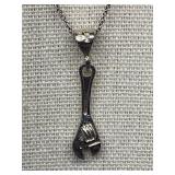 Sterling Silver 925 Wrench Pendant Necklace