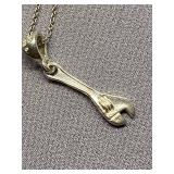 Sterling Silver 925 Wrench Pendant Necklace