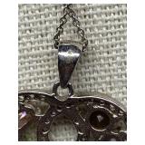 925 Sterling Silver Heart Gemstone Necklace