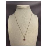 Sterling Silver 925 Heart Pink Gemstone Necklace