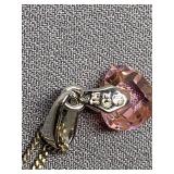 Sterling Silver 925 Heart Pink Gemstone Necklace