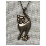 Sterling Silver 925 Cat Necklace