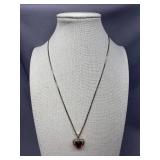 925 Sterling Silver Heart Garnet Necklace