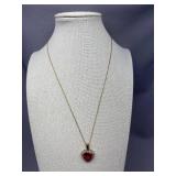 Heart-Shaped Red Pendant Sterling Silver 925 Necklace