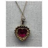 Heart-Shaped Red Pendant Sterling Silver 925 Necklace
