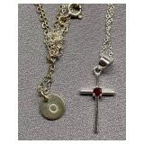 Sterling Silver 925 Necklace Lot with Cross & Coin Charms