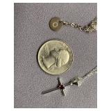 Sterling Silver 925 Necklace Lot with Cross & Coin Charms