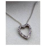 Sterling Silver 925 Heart Pendant Necklace