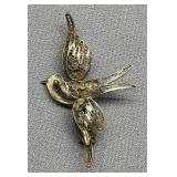Vintage Filigree Sterling Silver 800 Bird Brooch