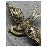 Vintage Filigree Sterling Silver 800 Bird Brooch