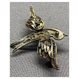 Vintage Filigree Sterling Silver 800 Bird Brooch
