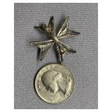 Vintage Maltese Sterling Silver 800 Cross Brooch