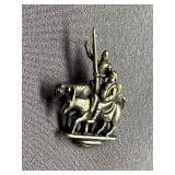 Vintage Sterling Silver 925 Donkey Rider Pin with Intricate Design