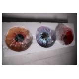 Set of 3 Hand-Blown Glass Vases with Multicolor Design