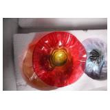 Set of 3 Hand-Blown Glass Vases with Multicolor Design