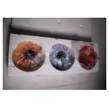 Set of 3 Hand-Blown Glass Vases with Multicolor Design