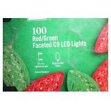 100 Red/Green Faceted C9 LED Holiday Lights