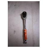 Chrome Ratcheting Socket Wrench with Orange Grip