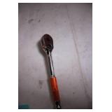 Chrome Ratcheting Socket Wrench with Orange Grip