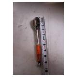 Chrome Ratcheting Socket Wrench with Orange Grip
