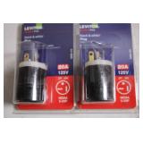 Set of 2 Leviton 20A 125V Black & White Plugs