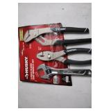 Husky 3-Piece Pliers and Wrench Set with Adjustable Wrench, Slip Joint Pliers, and Groove Joint Pliers
