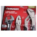 Husky 3-Piece Pliers and Wrench Set with Adjustable Wrench, Slip Joint Pliers, and Groove Joint Pliers