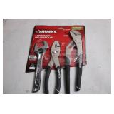 Husky 3-Piece Pliers and Wrench Set with Adjustable Wrench, Slip Joint Pliers, and Groove Joint Pliers