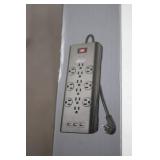 Commercial Electric 12-Outlet Surge Protector with USB, 6 ft Cord