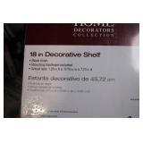 18 in Decorative Shelf with Black Finish and Mounting Hardware