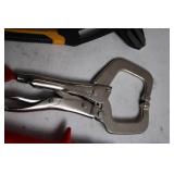 Set of 3 Assorted Hand Tools: Pliers, Locking Clamp, and Snips