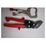 Set of 3 Assorted Hand Tools: Pliers, Locking Clamp, and Snips