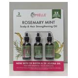 Mielle Rosemary Mint Scalp & Hair Strengthening Oil, 2X Biotin & Jojoba Oil, 3 pk./2 oz.