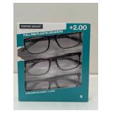Design Optics by Foster Grant Cole Plastic Reading Glasses 3-Pack +2.00