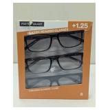 Design Optics Cole Classic Full Rim Rectangular Reading Glasses 3-Pack +1.25