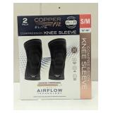 Copperfit Elite Air Knee Compression Support Knee Sleeve for Joint Pain and Arthritis Relief - 2 Pack - Size S/M