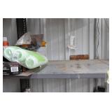 Shelf with Assorted Cleaning Products, Vintage Lantern